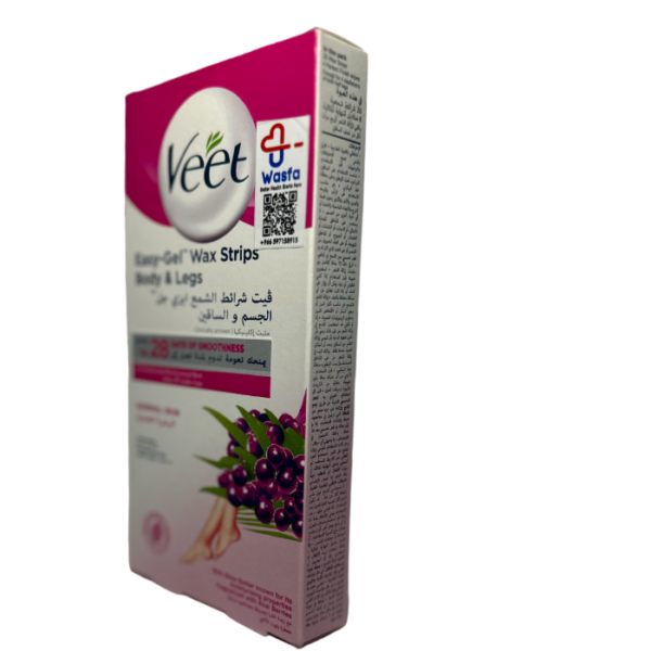 Veet Hair Removal Easy-Gel Wax Strips Body & Legs for Normal Skin, Moisturising Shea Butter and Acai Berries Scent – 20 Wax Strips Visit the Veet Store - Image 3