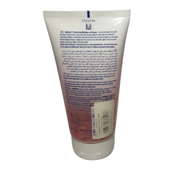 JOHNSON'S FRESH HYDRATION WATER GEL CLEANSER WITH ROSE WATER 150ML - Image 3