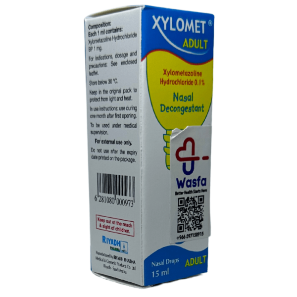 Xylomet 0.1% Nasal Drop 15 ml Adult - Image 2