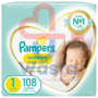 Pampers Premium Care Diapers, Size 1, Newborn, 2-5 kg, 108 Diapers