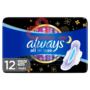 Always All in one Ultra Thin, Night sanitary pads with wings, 12 Count