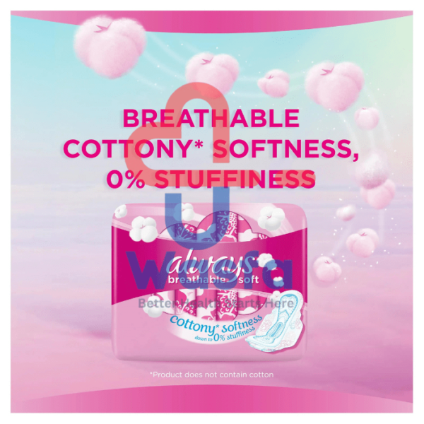 Always Breathable Soft Maxi Thick, Large sanitary pads with wings, 10 Count - Image 2