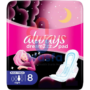 Always Dreamzz Cotton Soft Maxi Thick, Night sanitary pads with wings, 8 Count