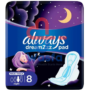 Always Clean & Dry Maxi Thick, Night sanitary pads with wings, 8 Count